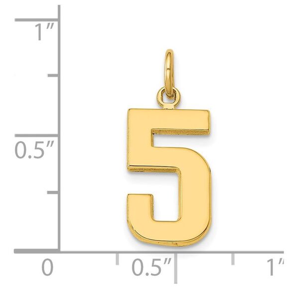 14k Yellow Gold, Athletic Collection Medium Polished Number 5 Pendant - Picture 4 of 5